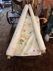 Vintage Floral Home Decor Fabric Yardage on Roll Ivory Pastel Print