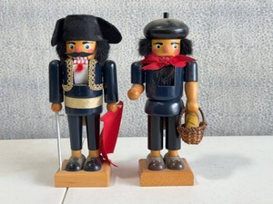 Pair of German Wooden Nutcracker Figures Matador & Bread Seller