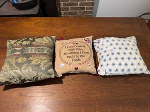 Lot of Assorted Decorative Throw Pillows Floral Wine Snowflake