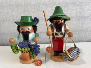 Pair of Steinbach German Wooden Nutcracker Vineyard Figures