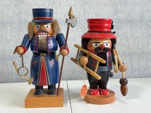 German Wooden Nutcracker Guardsman & Chimney Sweep Figurines