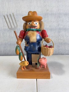 KWO E.M. Merck German Wooden Farmer Smoker Figure Pig Chick