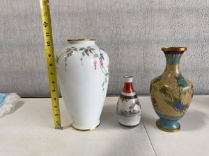 Asian Decorative Vase Group Peacock Kutani Satsuma Cloisonne Style