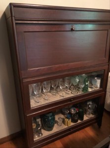 Vintage Mahogany Secretary Bookcase Drop Front Desk Glass Cabinet