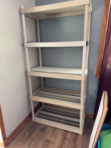 Freestanding Plastic Utility Shelving Unit 5 Tier Off White Storage Rack