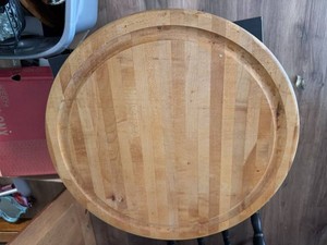 Pair of Round Wood Serving Boards Butcher Block & Slab Risers