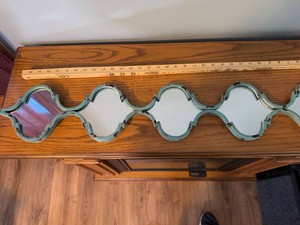 Distressed Aqua Quatrefoil Wall Mirror Decorative Accent 36in