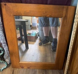 Rustic Pine Framed Wall Mirror Country Farmhouse Style Decor