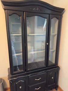 Black Traditional Curio China Cabinet Glass Door Display Hutch