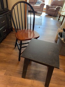 Windsor Style Chair with Black Wood Side Table Accent Furniture