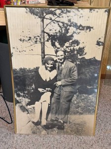 Vintage 1940s Couple Portrait Poster Framed Black & White Wall Art