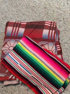 Vintage Mexican Serape Poncho & Southwestern Camp Blanket Textiles