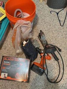 Box Lot of Assorted Tools Hardware BlackDecker Drill Heat Gun