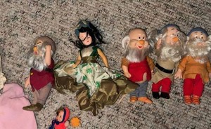 Vintage Snow White Style Dwarf Dolls & Doll Clothes Mixed Lot