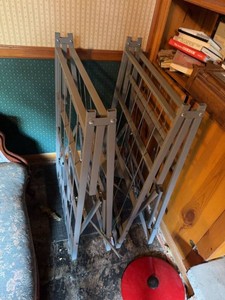 Pair of Twin Cart Folding Metal CotBed Frames Gray Storage Utility