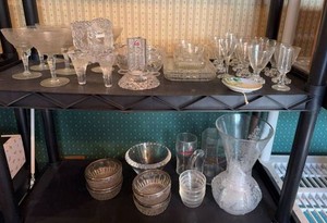 Lot of Assorted Vintage Glassware Kosta Boda Frosted Stemware Vase