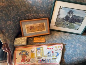 Lot of Assorted Country Home Decor Wall Art Signs Framed Textile