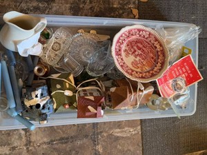 Mixed Vintage Home Decor Lot Ceramic Houses Glassware Candles Plate