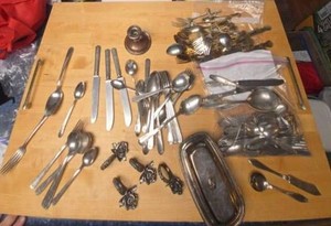 Vintage Silverplate Flatware Serving Pieces Napkin Rings Mixed Lot