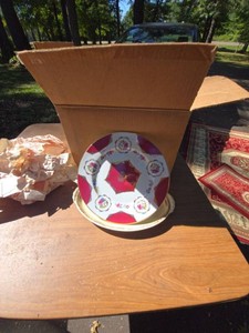 Vintage Floral Porcelain Serving Plate & Handled Bowl Set