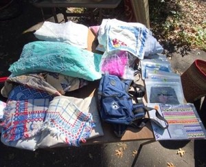 Lot of Assorted Linens Scarves Textile Accessories & KAYNINE Bag