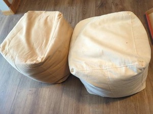 Pair of Canvas Bean Bag Ottomans