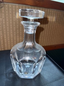 Orrefors Sweden Crystal Decanter with Stopper Faceted Clear Glass