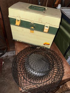 Plano Fishing Tackle Box with Wire Fish Basket & Line Lot