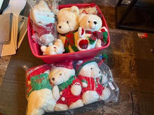 Assorted Christmas SantaBear and Coca-Cola Teddy Bear Plush Holiday Decor Lot