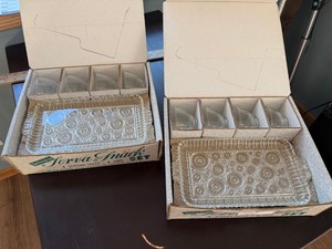 Anchor Hocking Fire-King Serva-Snack Glass Snack Sets in Boxes