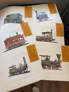 Set of 6 USS Creosote Railroad Locomotive Art Prints w Text Sheets