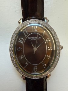 Montrichard Diamond Oval Swiss Movt Wristwatch J25440 Brown Dial