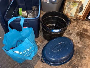 Mixed Enamelware Roasters Canner & Mason Jar Canning Supply Lot