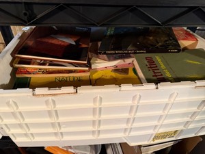 Assorted Vintage How-To & Childrens Books with Wooden Puzzle Board