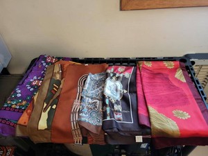 Set of 6 Vintage Fashion Scarves Silk Italy Floral Equestrian