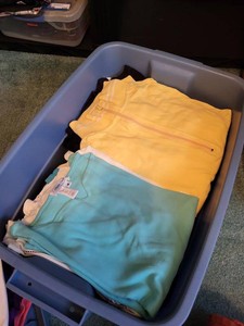 Lot of Vintage Womens Sweaters Tops & Cotton Tablecloths