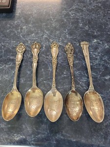 Vintage Sterling Silver Souvenir Spoons Mixed Patterns Monograms