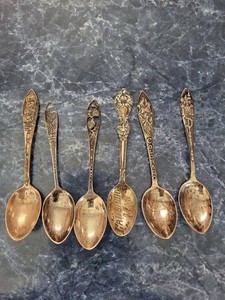 Vintage Sterling Silver Souvenir Spoon Set Black Hills Disneyland