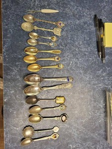 Vintage Silver-Plated Souvenir Spoon Collection Enamel Travel States