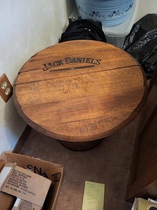 Jack Daniels Barrel Style Round Side Table 24in Whiskey Decor