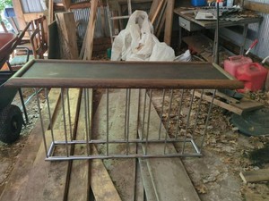 Mid-Century Modern Chrome and Wood Bench Console Table