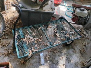 Green Steel Mesh Garden Utility Cart, Approx. 4ft x 2ft