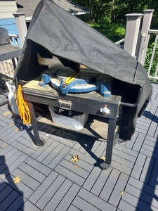 Ryobi Corded 10 in Compound Miter Saw on Rolling Stand w Cover