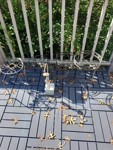 Lot of Assorted Metal Plant Stands & Wind Chime Garden Decor