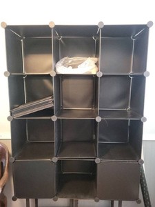 Modular 12-Cube Black Storage Organizer Shelf Unit with Panels