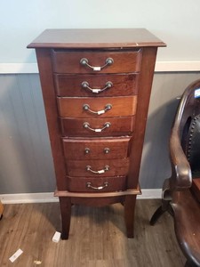 Wood Jewelry Armoire Cabinet With Mirror Top 7 Drawer Standing Chest