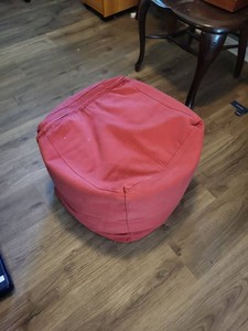 Red Fabric Floor Pouf Ottoman Cushion With Zipper Closure