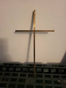 Vintage Brass Wall Cross Modernist Christian Religious Decor 10.5in