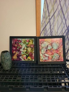 Signed Abstract Framed Wall Art & Hobby Lobby Ceramic Vase Decor Lot