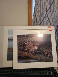 Pair of Owen J. Gromme Wildlife Prints Ruffed Grouse & Swans